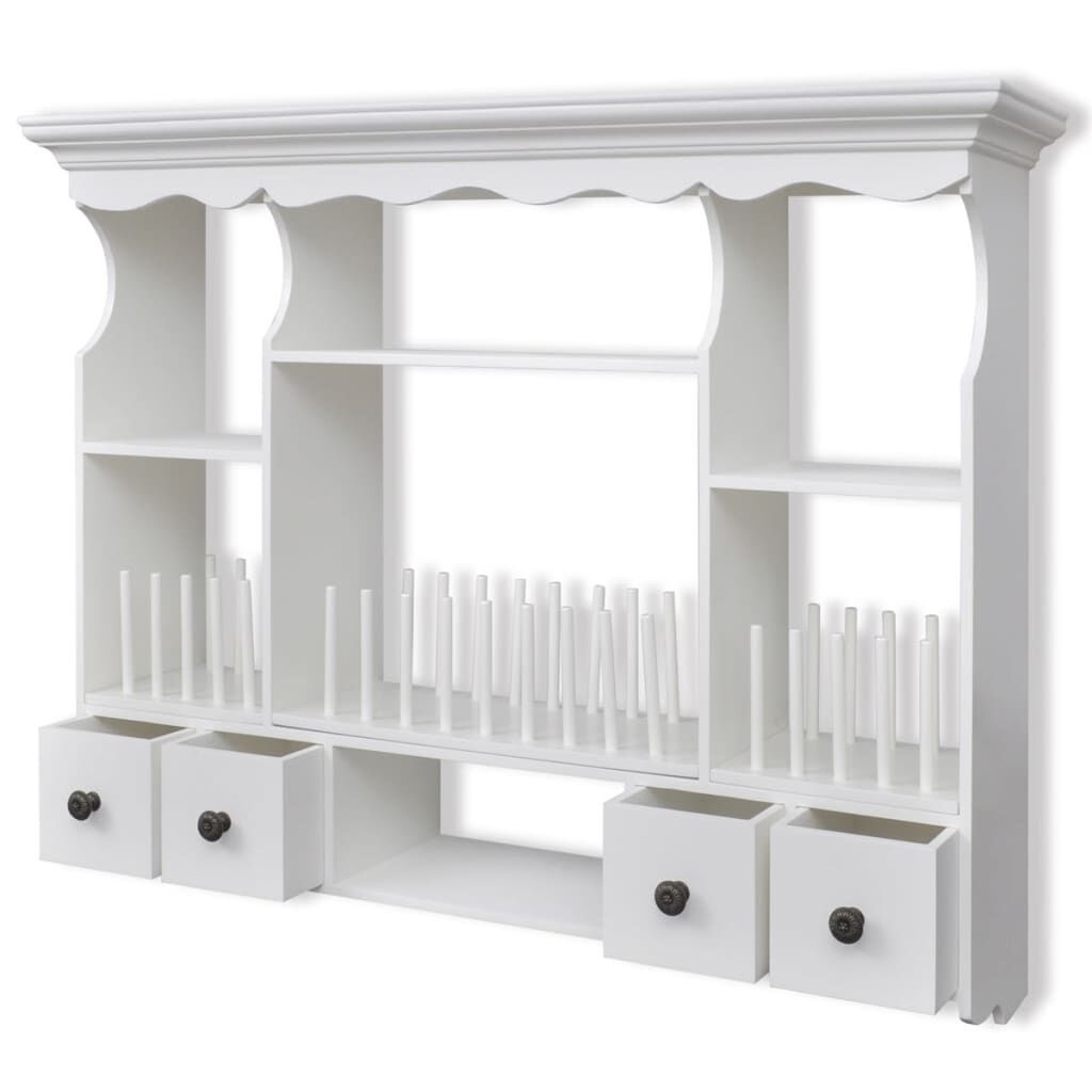 Houten Keukenwandkast Wit met 4 Lades & 4 Schappen - 35% Korting