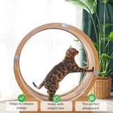 Kattenlooprad met Remfunctie - Houten Speelfiguur & Trainingsapparaat