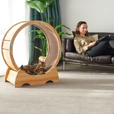 Kattenlooprad met Remfunctie - Houten Speelfiguur & Trainingsapparaat