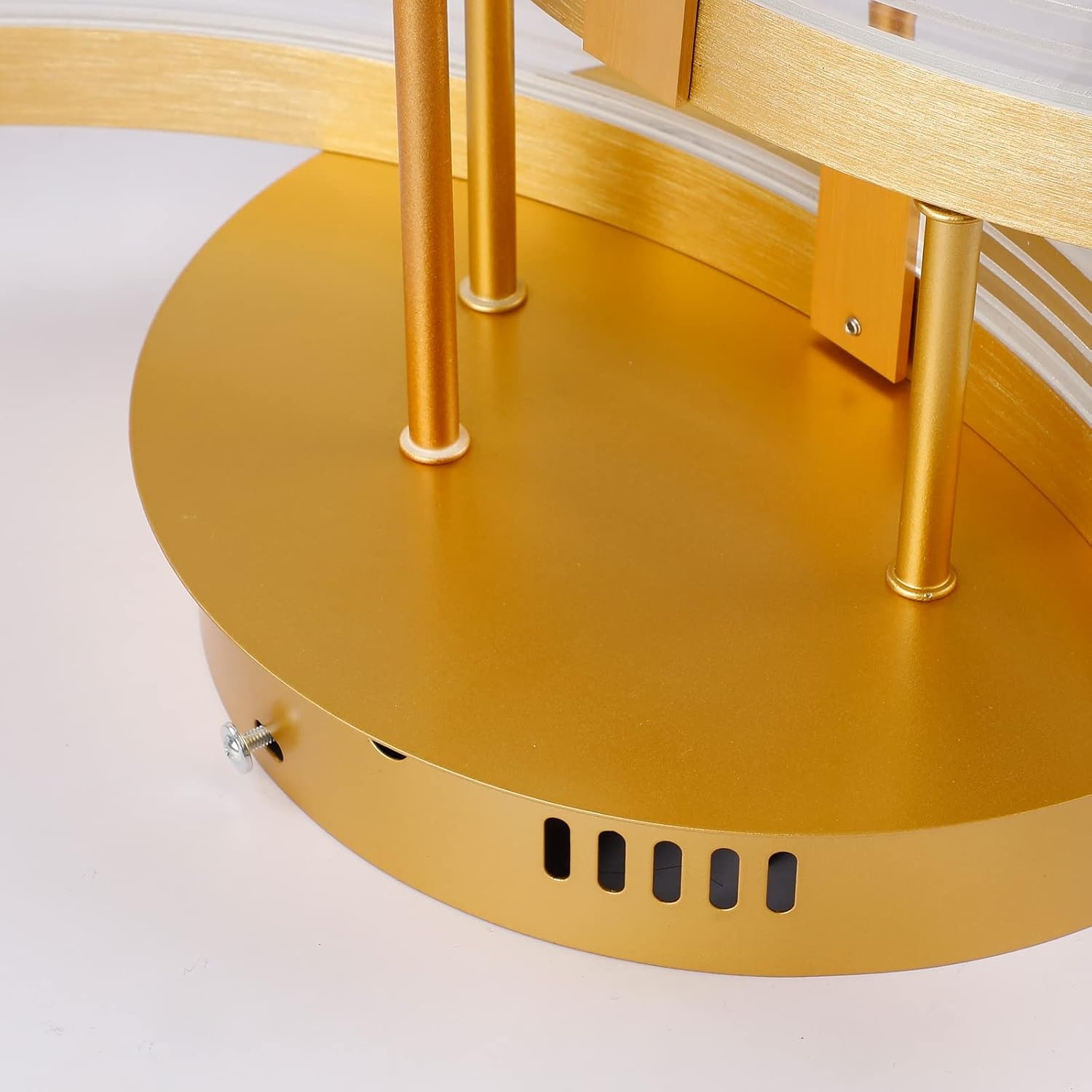 Modern LED Ceiling Light, Dimmable LED Acrylic Ceiling Lamp with Remote Control, 2-Rings Gold Ceiling Chandelier Flush Mount Ceiling Light Fixtures for Living Room Dining Room Bedroom, 32W
