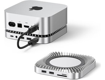 Raycue Mac mini M4 Dock & Stand met 8T NVMe SSD-behuizing, 2 USB A 10 Gbps, 10G USB C-gegevenspoort, 5G USB A*2, USB-C-opladen, SD/TF, audio voor Mac mini M4/M4 Pro