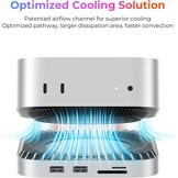Raycue Mac mini M4 Dock & Stand met 8T NVMe SSD-behuizing, 2 USB A 10 Gbps, 10G USB C-gegevenspoort, 5G USB A*2, USB-C-opladen, SD/TF, audio voor Mac mini M4/M4 Pro