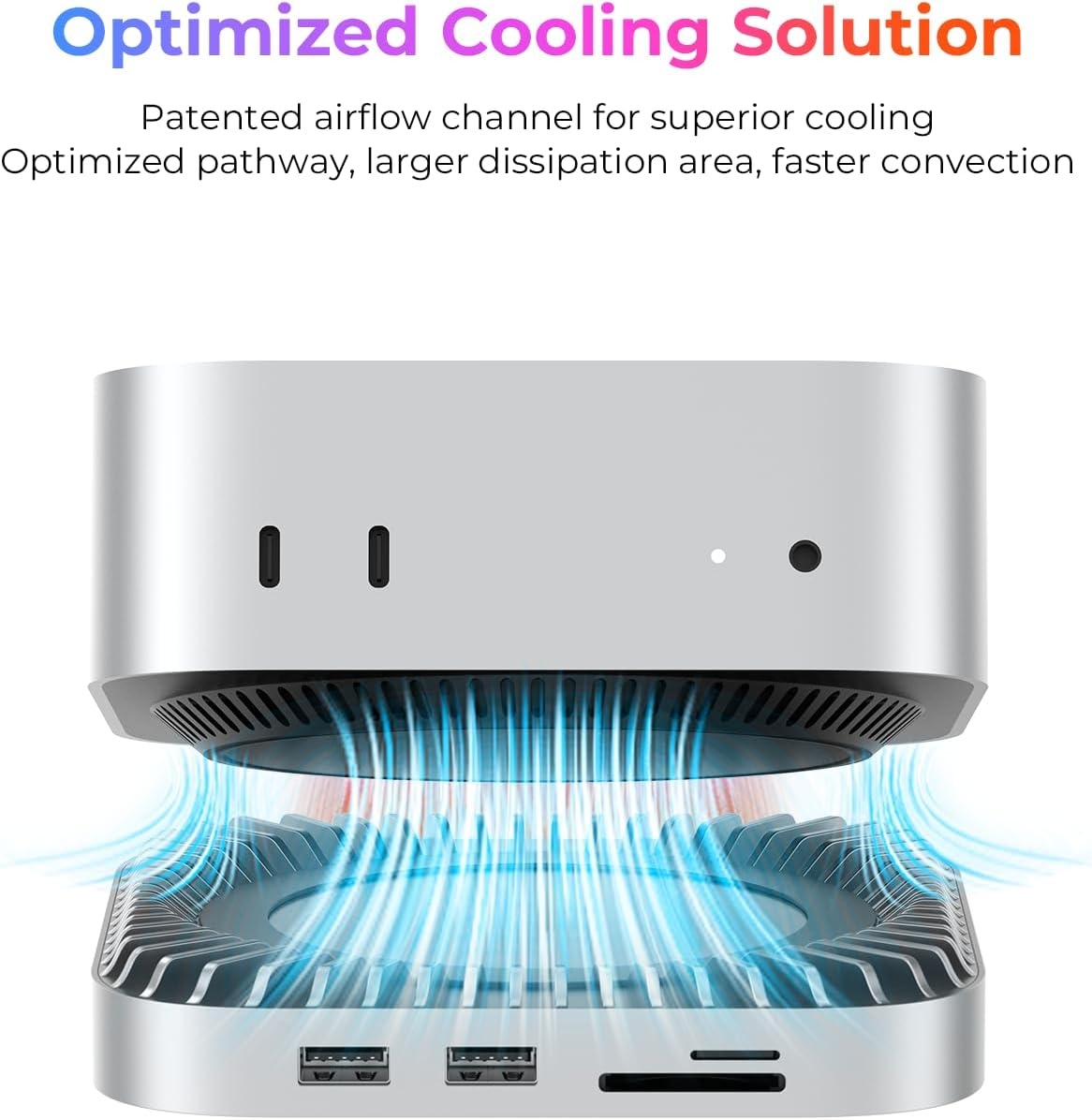 Raycue Mac mini M4 Dock & Stand met 8T NVMe SSD-behuizing, 2 USB A 10 Gbps, 10G USB C-gegevenspoort, 5G USB A*2, USB-C-opladen, SD/TF, audio voor Mac mini M4/M4 Pro