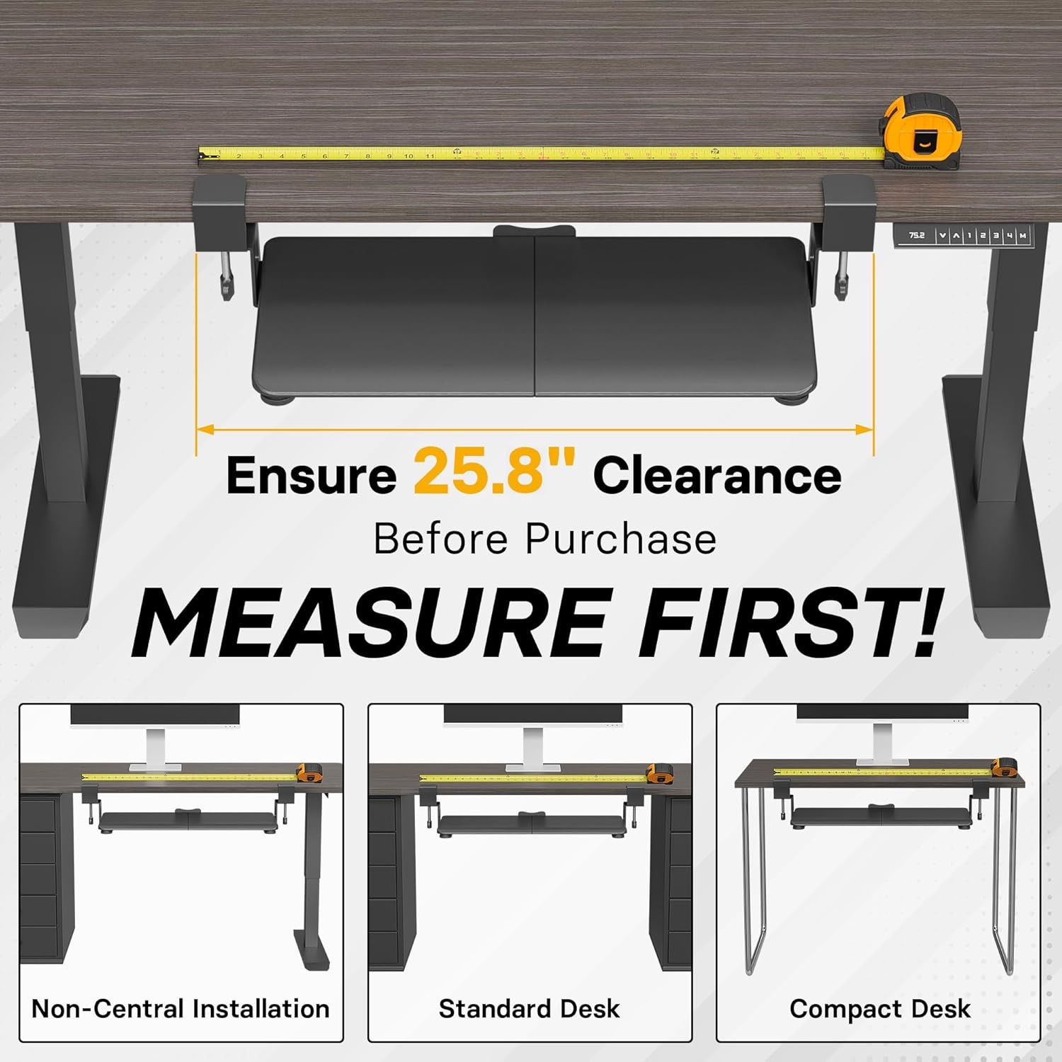 BONTEC KMT01-PJ Bureau Lade voor Toetsenbord en Muis - 50.8 x 30 cm - Uitschuifbaar en Ergonomisch - Zwart
