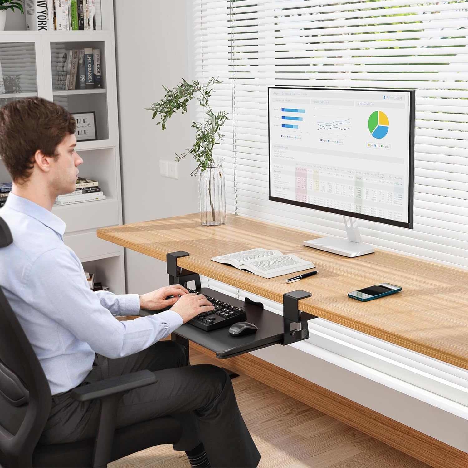 BONTEC KMT01-PJ Bureau Lade voor Toetsenbord en Muis - 50.8 x 30 cm - Uitschuifbaar en Ergonomisch - Zwart