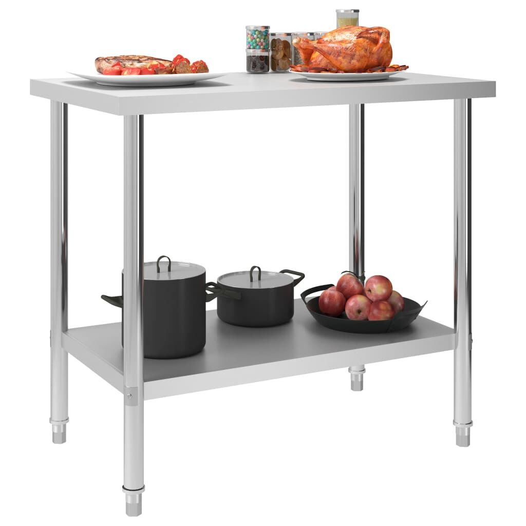 vidaXL Keukenwerktafel 100x60x85 cm roestvrij staal