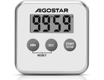 Aigostar Digitale Keukentimer met Groot LCD Scherm, Multifunctioneel (Stopwatch, Timer)