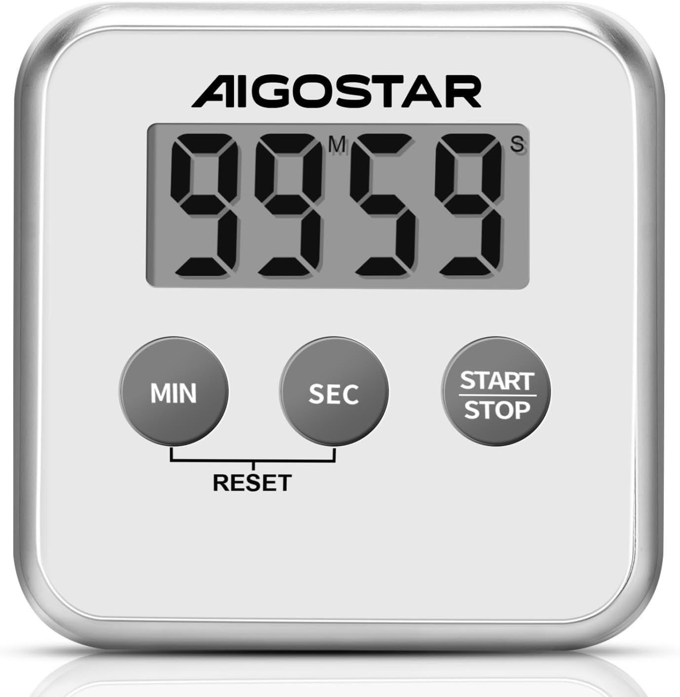 Aigostar Digitale Keukentimer met Groot LCD Scherm, Multifunctioneel (Stopwatch, Timer)