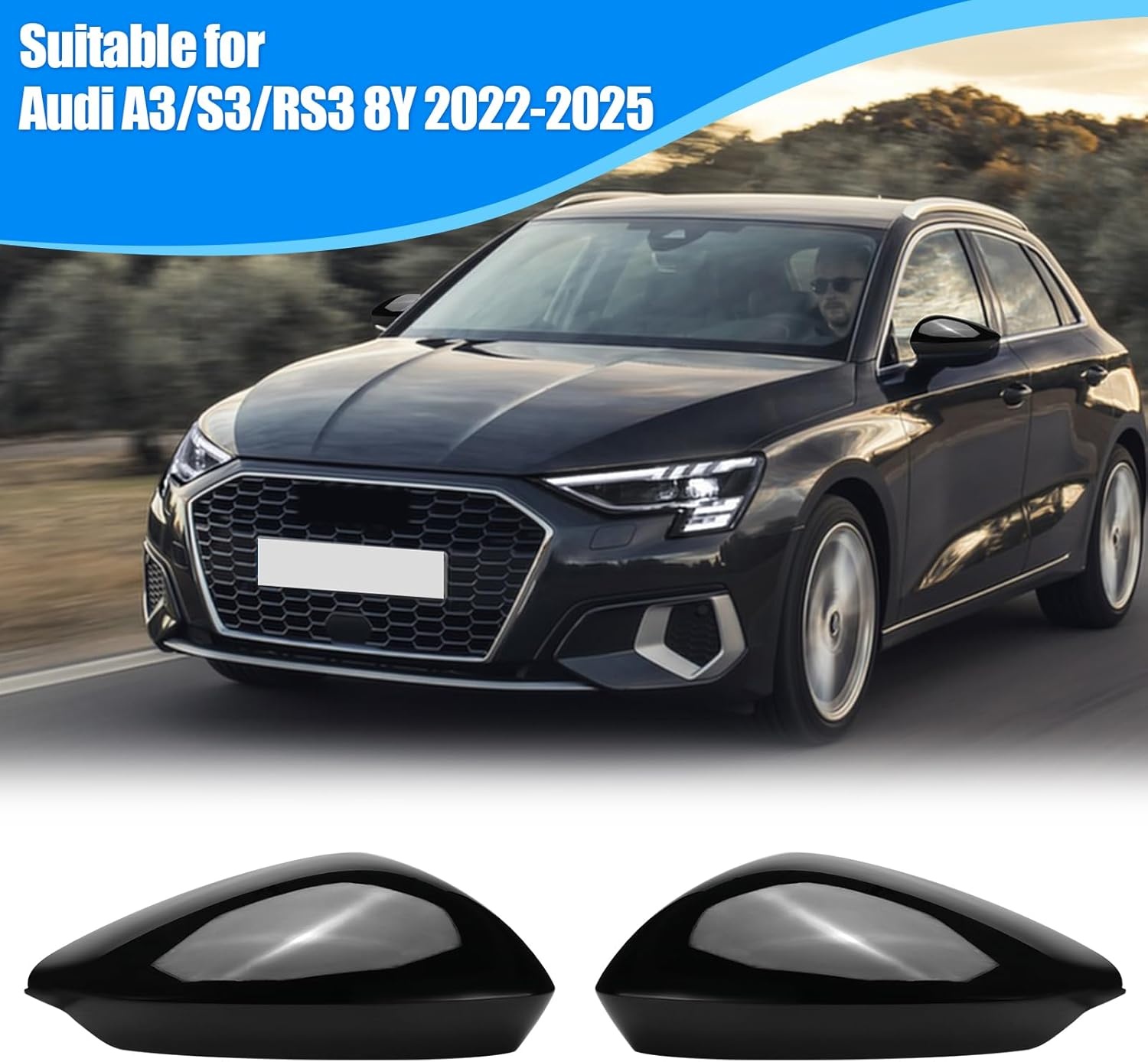 Spiegelkappen Audi A3 S3 RS3 8Y Zwart ABS Carbon Look - 77% Korting