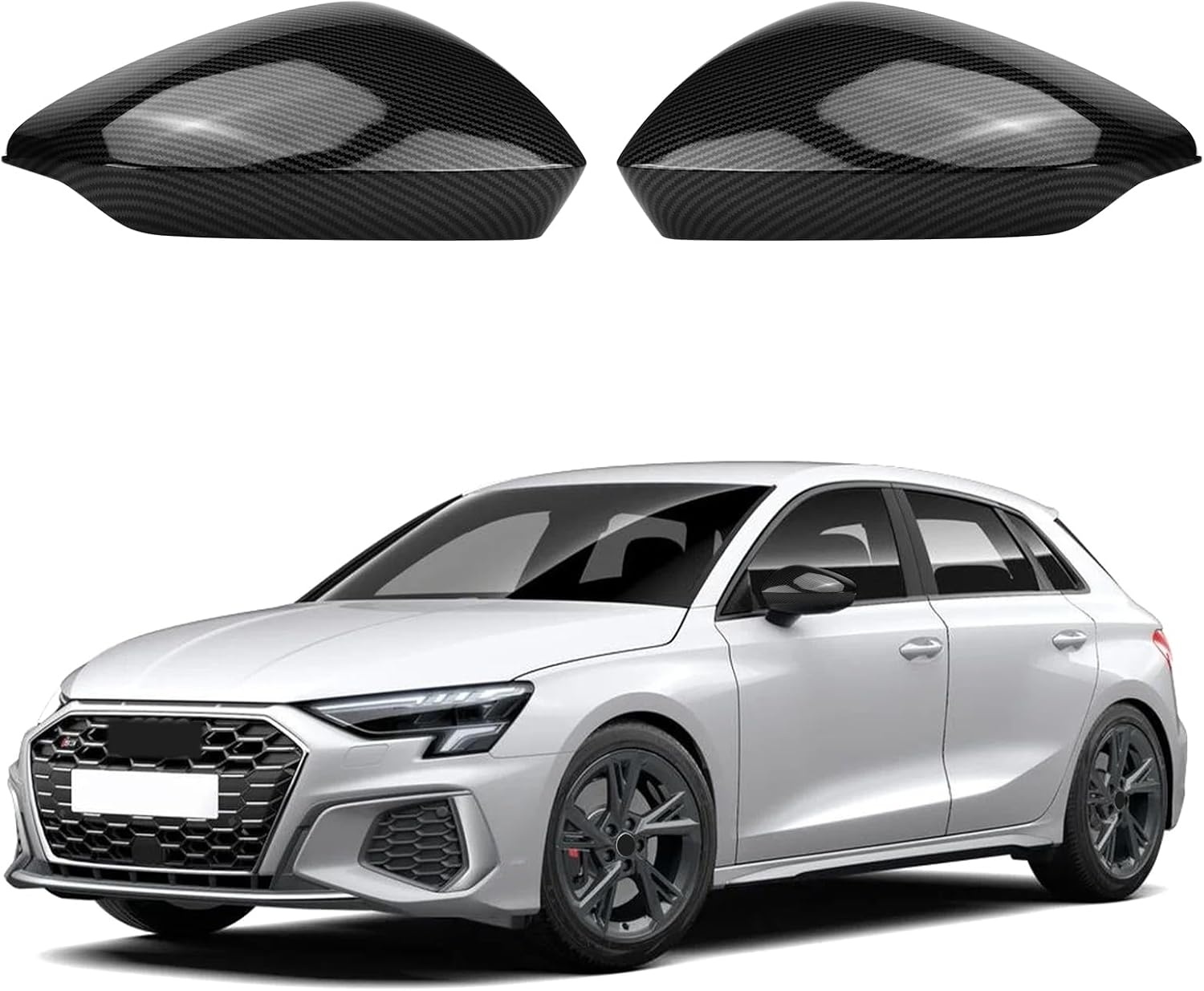Spiegelkappen Audi A3 S3 RS3 8Y Zwart ABS Carbon Look - 77% Korting