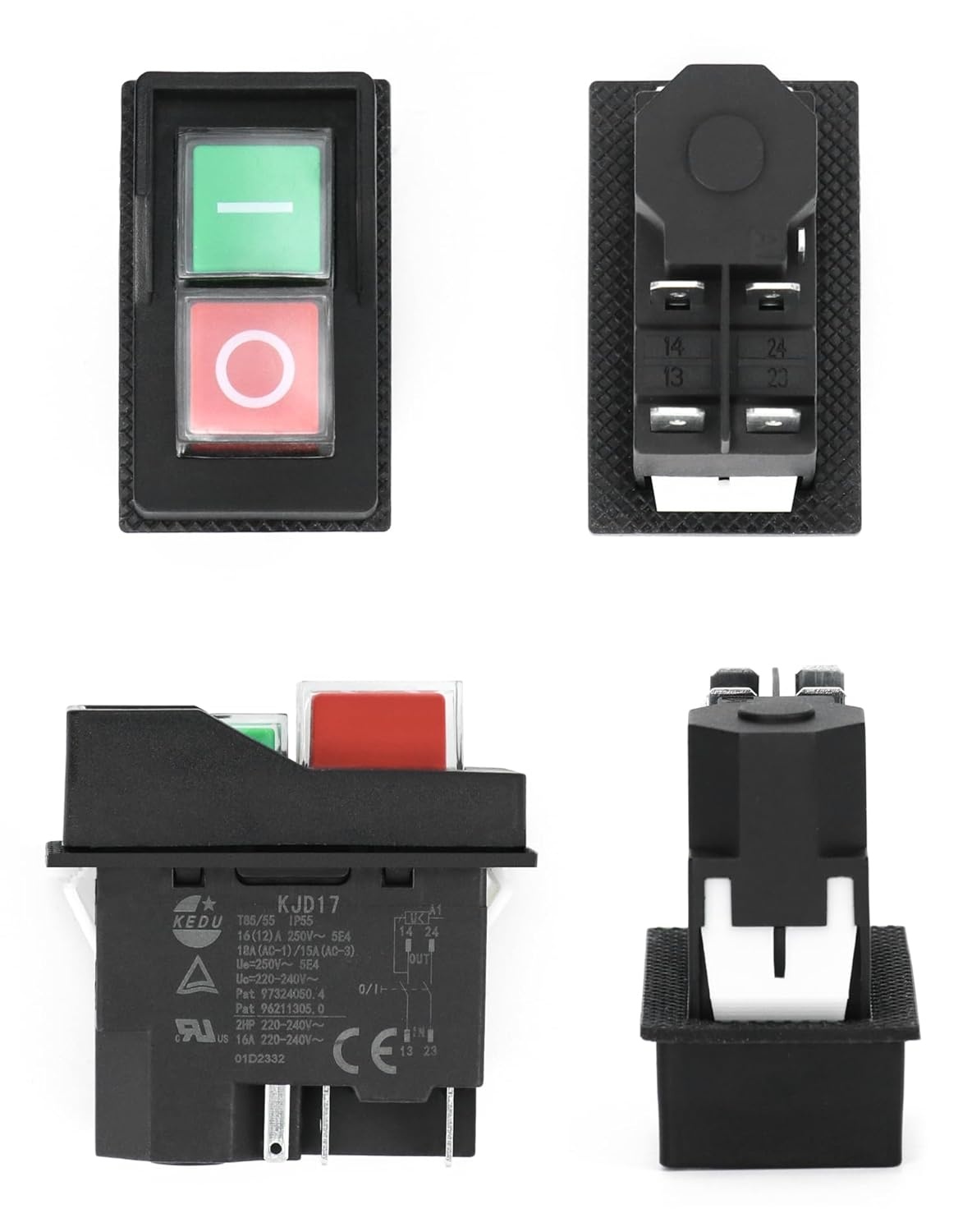 QWORK KJD17 Elektromagnetische Schakelaar 5-Pin, Veiligheidsschakelaar, 250V AC 16A