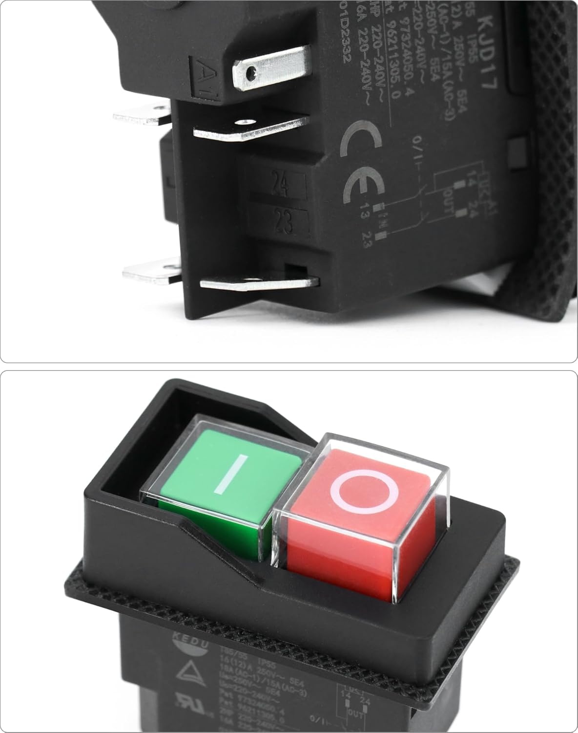 QWORK KJD17 Elektromagnetische Schakelaar 5-Pin, Veiligheidsschakelaar, 250V AC 16A
