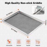 Onlyfire 304 Roestvrijstalen Grillplaat met Honingraatstructuur, Antiaanbaklaag, Universele BBQ Plancha voor Gasgrill, Houtskoolgrill en Gasfornuis, Plaat 4mm Massief