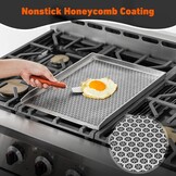 Onlyfire 304 Roestvrijstalen Grillplaat met Honingraatstructuur, Antiaanbaklaag, Universele BBQ Plancha voor Gasgrill, Houtskoolgrill en Gasfornuis, Plaat 4mm Massief