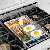 Onlyfire 304 Roestvrijstalen Grillplaat met Honingraatstructuur, Antiaanbaklaag, Universele BBQ Plancha voor Gasgrill, Houtskoolgrill en Gasfornuis, Plaat 4mm Massief