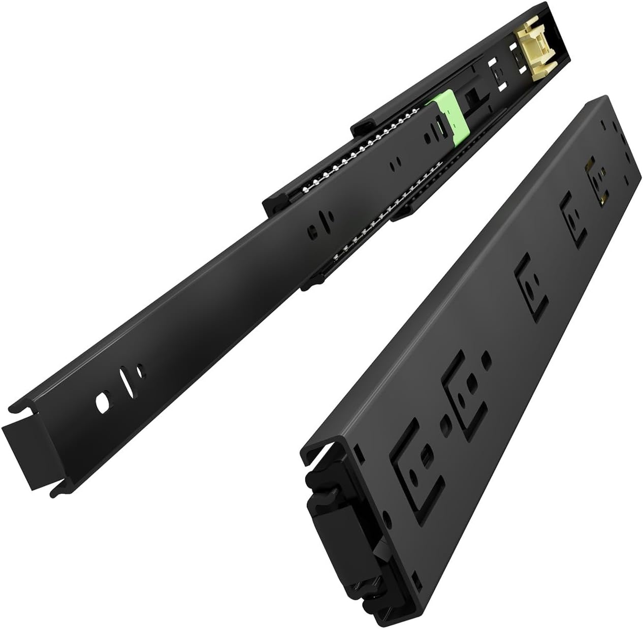 VADANIA VF1245 Ladegeleiders 300 mm Push-to-Open, Zwart Metaal, 45 kg Belastbaar, 1 Paar