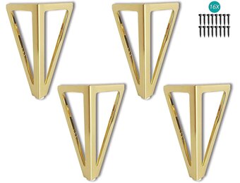 4-delige set metalen meubelpoten, 15 cm, goudkleurig - voor tafels, kasten en banken
