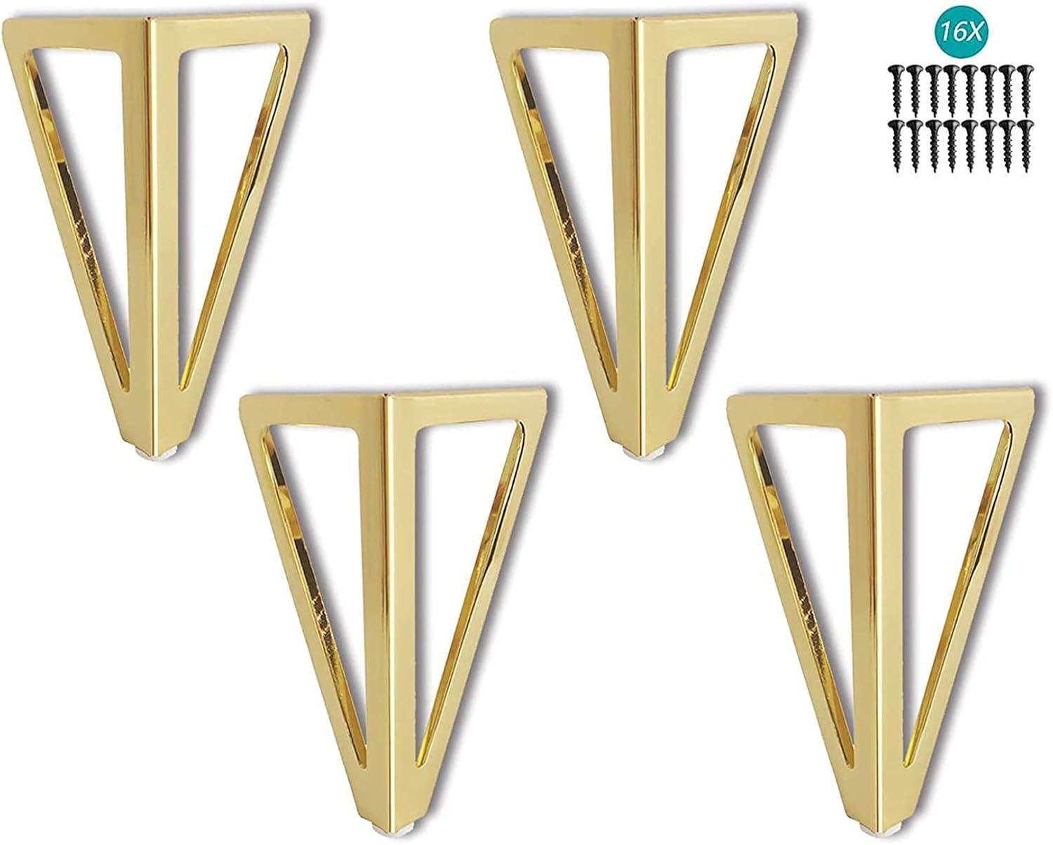 4-delige set metalen meubelpoten, 15 cm, goudkleurig - voor tafels, kasten en banken