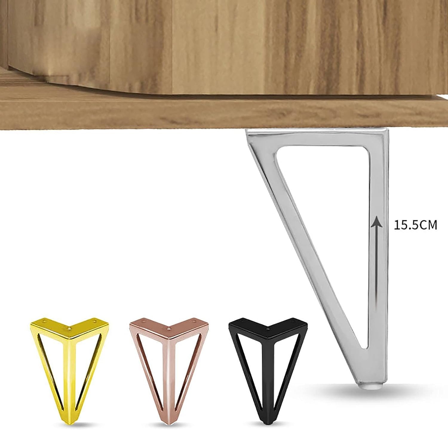 4-delige set metalen meubelpoten, 15 cm, goudkleurig - voor tafels, kasten en banken