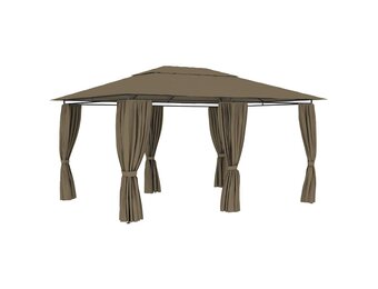 VidaXL Tuinpaviljoen met Gordijnen - 4x3m Taupe - 35% Korting