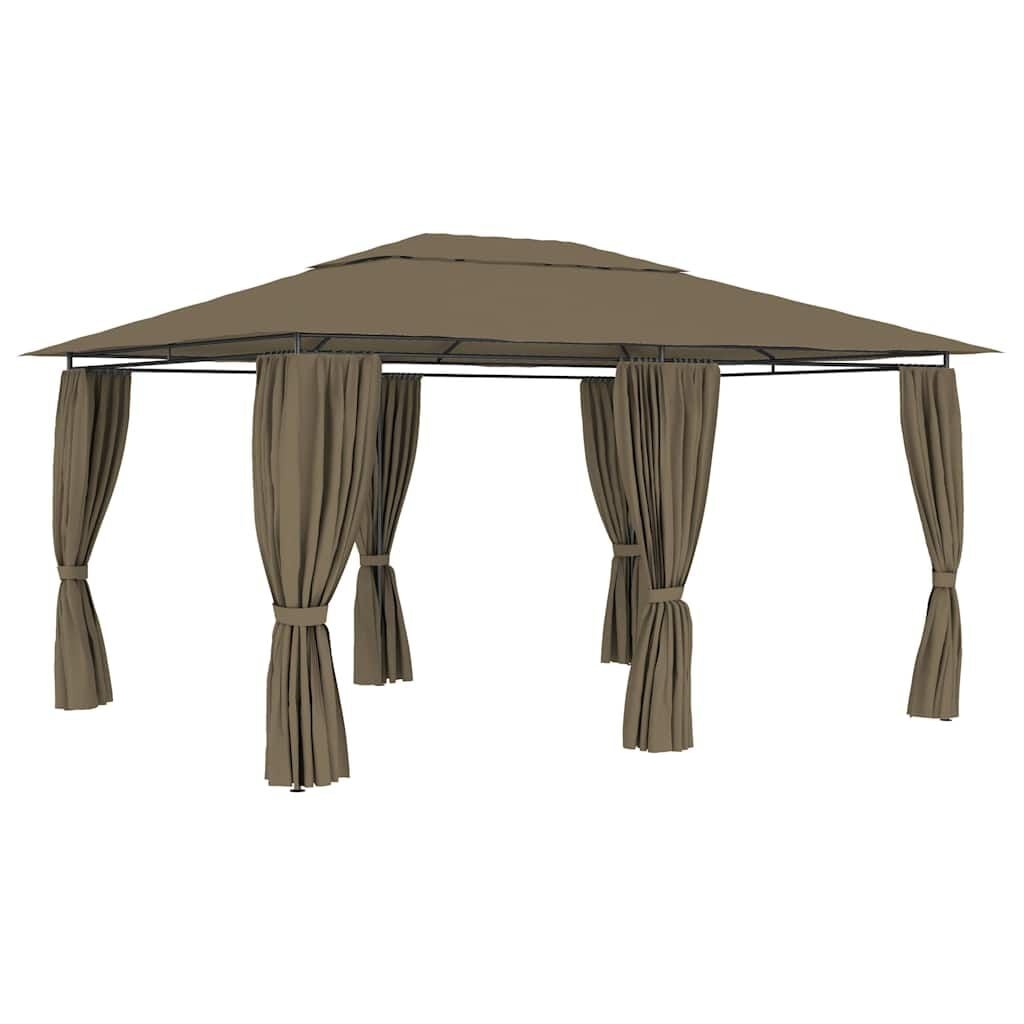 VidaXL Tuinpaviljoen met Gordijnen - 4x3m Taupe - 35% Korting