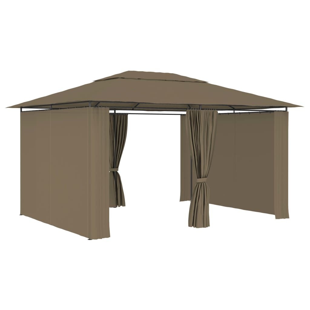 VidaXL Tuinpaviljoen met Gordijnen - 4x3m Taupe - 35% Korting