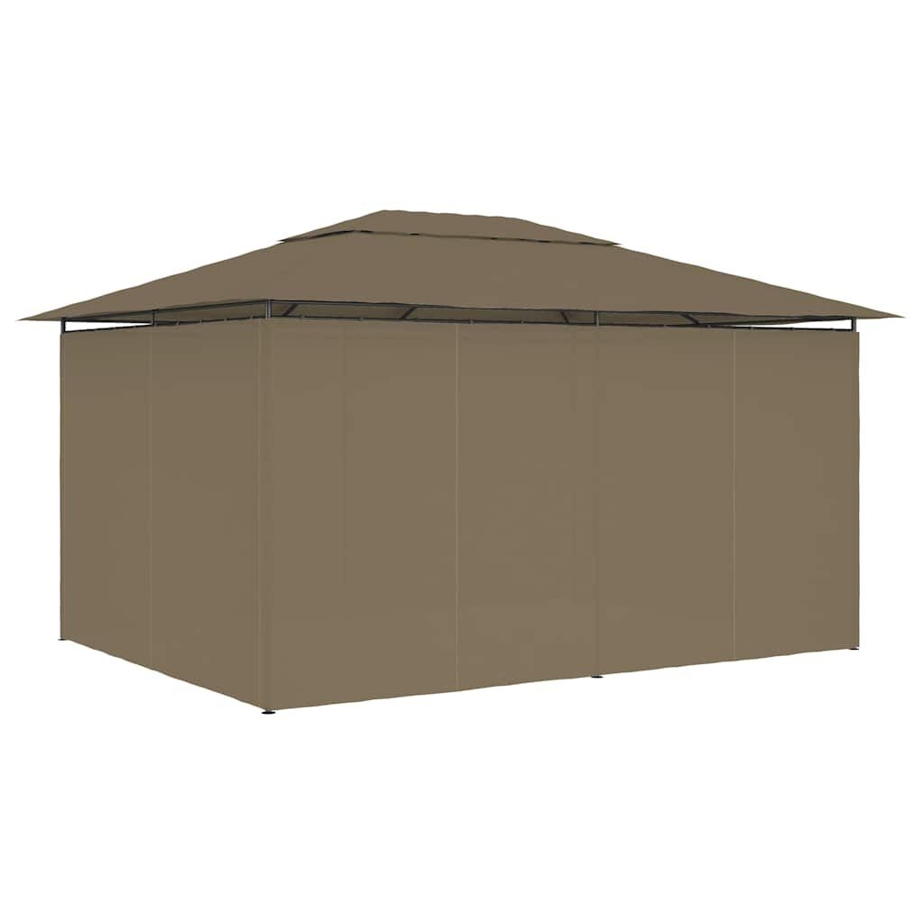 VidaXL Tuinpaviljoen met Gordijnen - 4x3m Taupe - 35% Korting