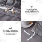 Tospass Pluche beddengoed, 200 x 220 cm, 3-delig, winter, konijnenvacht, fluweel, fleece, flanel, grijs, wollig, warm beddengoed, kasjmier, touch, omkeerbaar dekbedovertrek met ritssluiting, 2