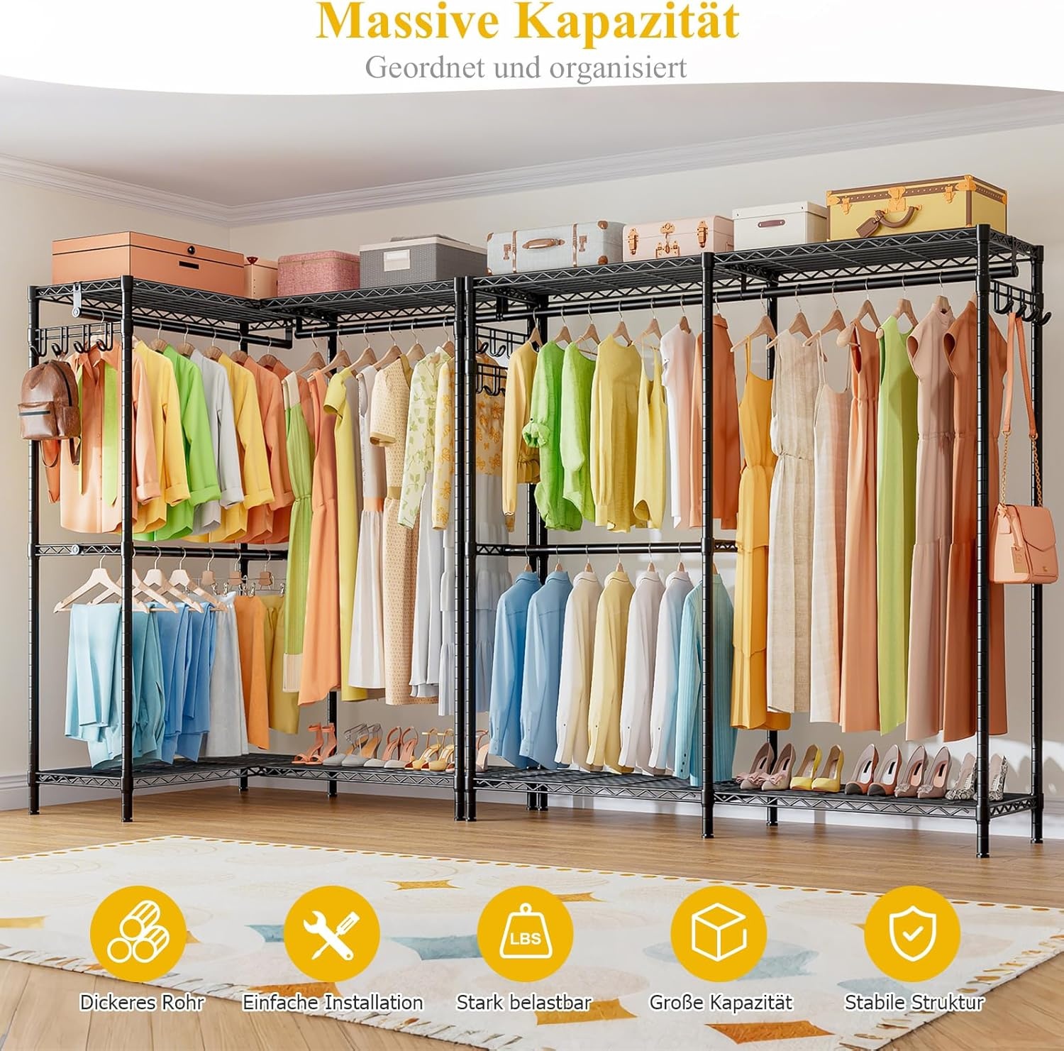 Stevig Kledingrek Zware Belasting 145x40x193cm - Nu 29% Korting!