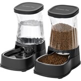 Gardner Pet Voedsel- en watervoerset (3,85L*2), automatische kattenvoederbak met roestvrijstalen kom, zwaartekracht hondenwaterdispenser, geen elektriciteit nodig, BPA-vrije kattenkommen
