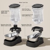 Gardner Pet Voedsel- en watervoerset (3,85L*2), automatische kattenvoederbak met roestvrijstalen kom, zwaartekracht hondenwaterdispenser, geen elektriciteit nodig, BPA-vrije kattenkommen