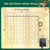 Solar Lichtgordijn 100 LED Warm Wit - 32% Korting