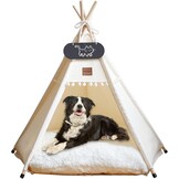 Tipi Tent voor huisdieren met dubbelzijdig kussen, huisdiertent voor honden/katten, huisdierenhok, afneembaar en wasbaar, hondenhuis voor cavia's, konijnen, hamsters, kittens, 60 x 60 x 70 cm