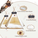 Tipi Tent voor huisdieren met dubbelzijdig kussen, huisdiertent voor honden/katten, huisdierenhok, afneembaar en wasbaar, hondenhuis voor cavia's, konijnen, hamsters, kittens, 60 x 60 x 70 cm