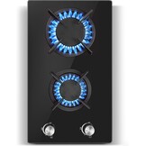 SNDOAS Gaskookplaat 4 pits, 60 cm glaskeramisch gasfornuis met ontstekings zekering, geschikt voor aardgas of propaangas, inbouw of vrijstaand, 8000 W, 220-240 V - Maat 60cm