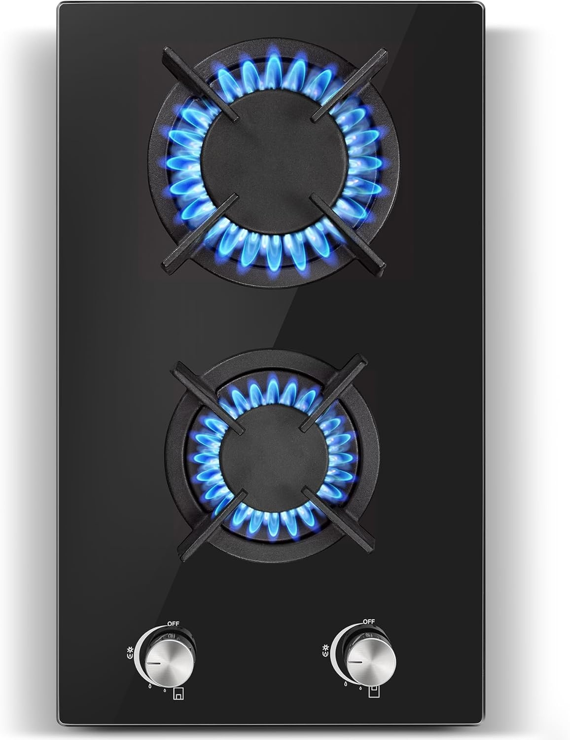 SNDOAS Gaskookplaat 4 pits, 60 cm glaskeramisch gasfornuis met ontstekings zekering, geschikt voor aardgas of propaangas, inbouw of vrijstaand, 8000 W, 220-240 V - Maat 60cm