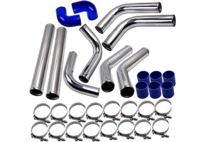 Universele Turbo Laadluchtbuizen Set - Aluminium 2.5" met Blauwe Koppelingen - 30% Korting!