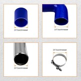 MaXpeedingrods Turbo laadluchtbuizen in set, universeel, 6,35 cm, aluminium, buizen, blauwe koppeling en T-stuk