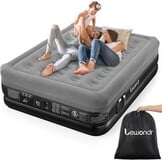 Lewondr Opblaasbaar matras voor tweepersoonsbed met geïntegreerde pomp, 203 x 152 x 46 cm, duurzame opblaasbare matras, verstelbaar, snelluchtmatras van 3 minuten, voor kamperen, thuis en op reis (max