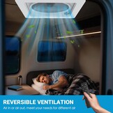 2012 Air Max Dakventilator voor camping, auto, elektrisch, ultralaag geluidsniveau, permanente RV-ventilatie, omkeerbare afzuigventilator, 12 V, met 14 inch (14 inch), UV-bescherming, doorschijnend