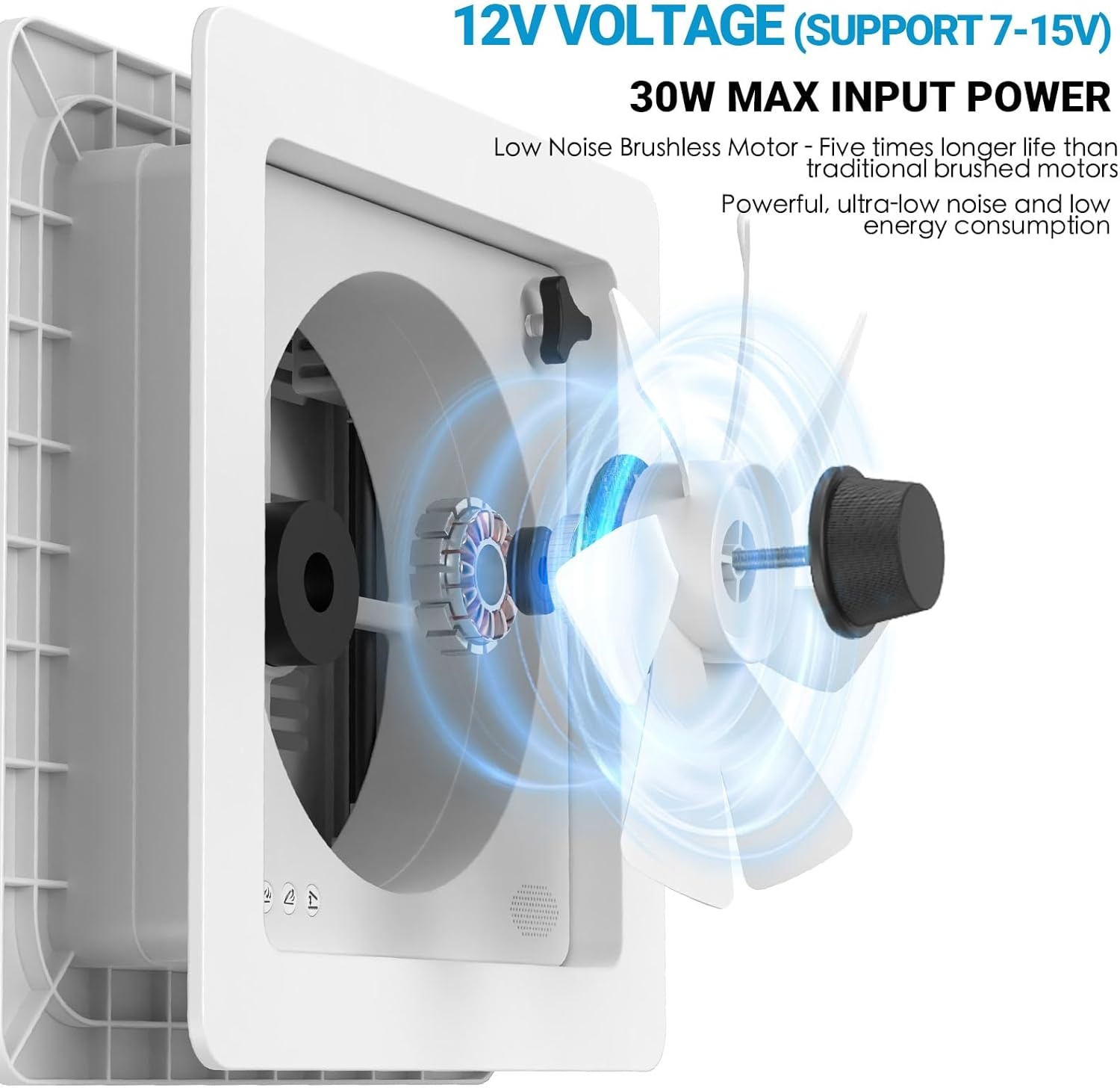 2012 Air Max Dakventilator voor camping, auto, elektrisch, ultralaag geluidsniveau, permanente RV-ventilatie, omkeerbare afzuigventilator, 12 V, met 14 inch (14 inch), UV-bescherming, doorschijnend