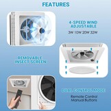 2012 Air Max Dakventilator voor camping, auto, elektrisch, ultralaag geluidsniveau, permanente RV-ventilatie, omkeerbare afzuigventilator, 12 V, met 14 inch (14 inch), UV-bescherming, doorschijnend