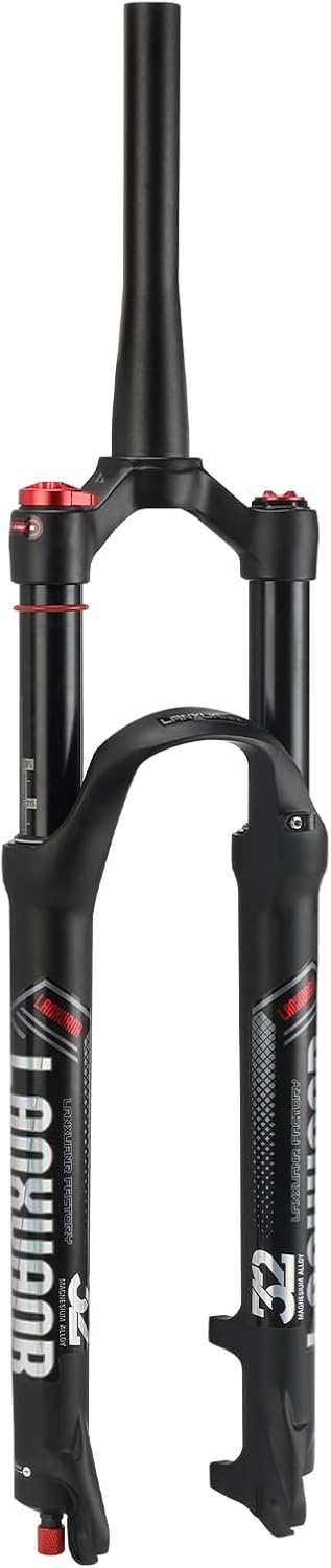 26/27,5/29 inch magnesiumlegering mountainbike vork terugslaginstelling, luchtvering voorvork 100 mm veerweg, 9 mm as, schijfrem