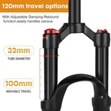 26/27,5/29 inch magnesiumlegering mountainbike vork terugslaginstelling, luchtvering voorvork 100 mm veerweg, 9 mm as, schijfrem