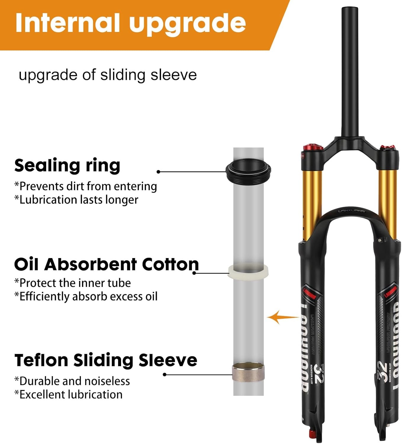 26/27,5/29 inch magnesiumlegering mountainbike vork terugslaginstelling, luchtvering voorvork 100 mm veerweg, 9 mm as, schijfrem