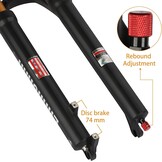 26/27,5/29 inch magnesiumlegering mountainbike vork terugslaginstelling, luchtvering voorvork 100 mm veerweg, 9 mm as, schijfrem