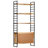 vidaXL Boekenkast met 4 schappen 80x30x180 cm ruw mangohout