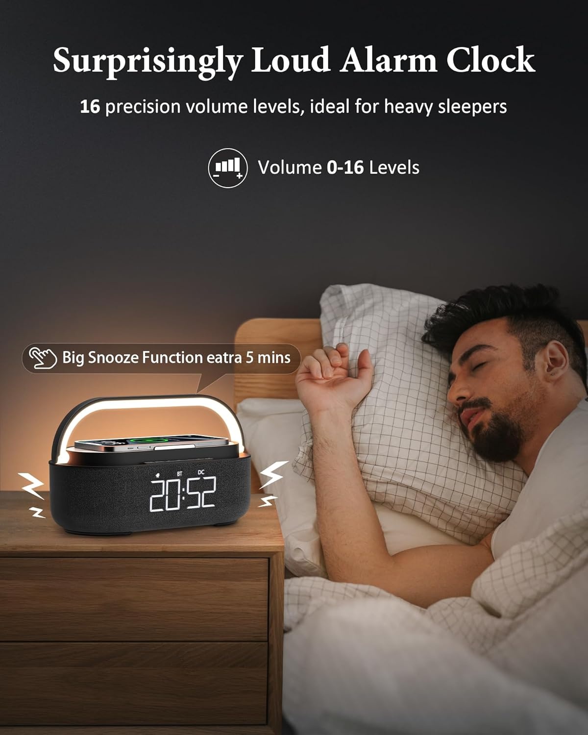 Digitale Wekkerradio met Draadloze Oplader & Bluetooth (34% Korting)