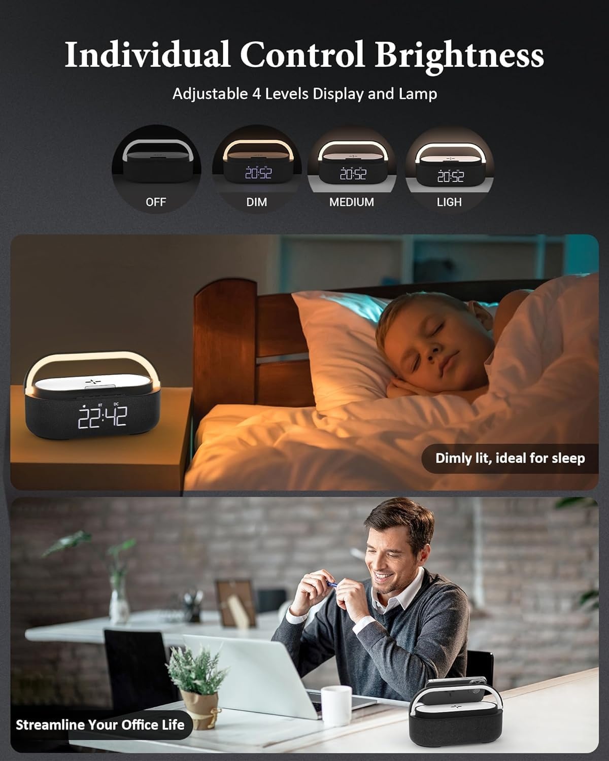 Digitale Wekkerradio met Draadloze Oplader & Bluetooth (34% Korting)