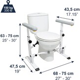 KMINA - Gehandicapte badkamerhouder, toiletarmleuning, armleuning voor ouderen, armsteun voor ouderen, robuuste gehandicapte badkamergreep, verstelbare breedte en hoogte.